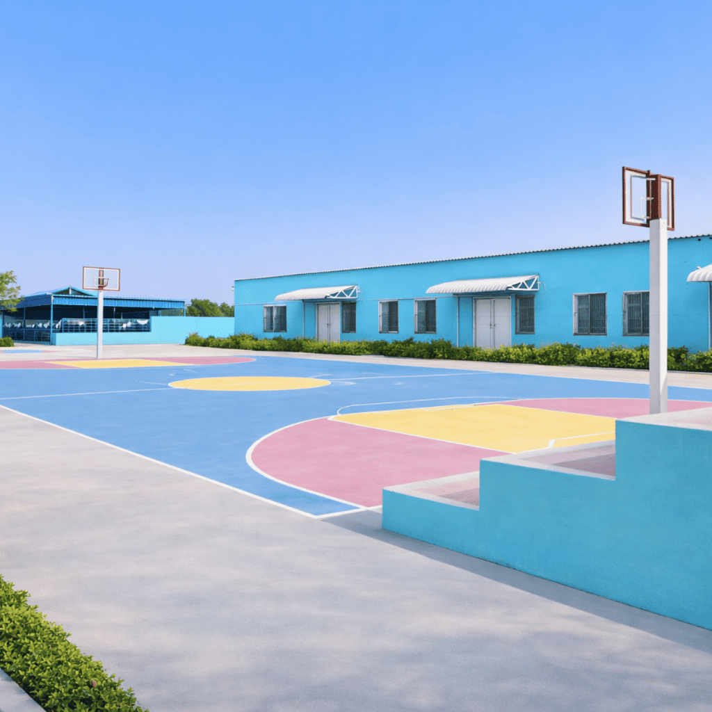 Horizon Valley school campus with outdoor basketball court